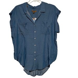 Women’s Jach’s GF Denim Button Down Short Sleeve in Blue Sz XXL NWT